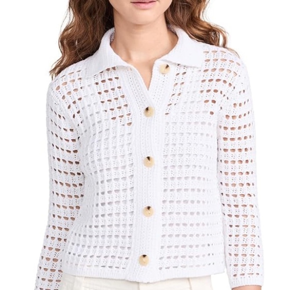 Vince White Block Stitch Cardigan